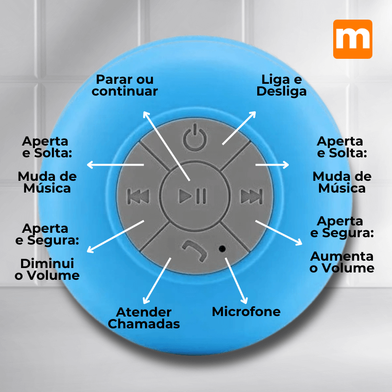 AquaVibe – Caixinha de Som Bluetooth à Prova d'Água